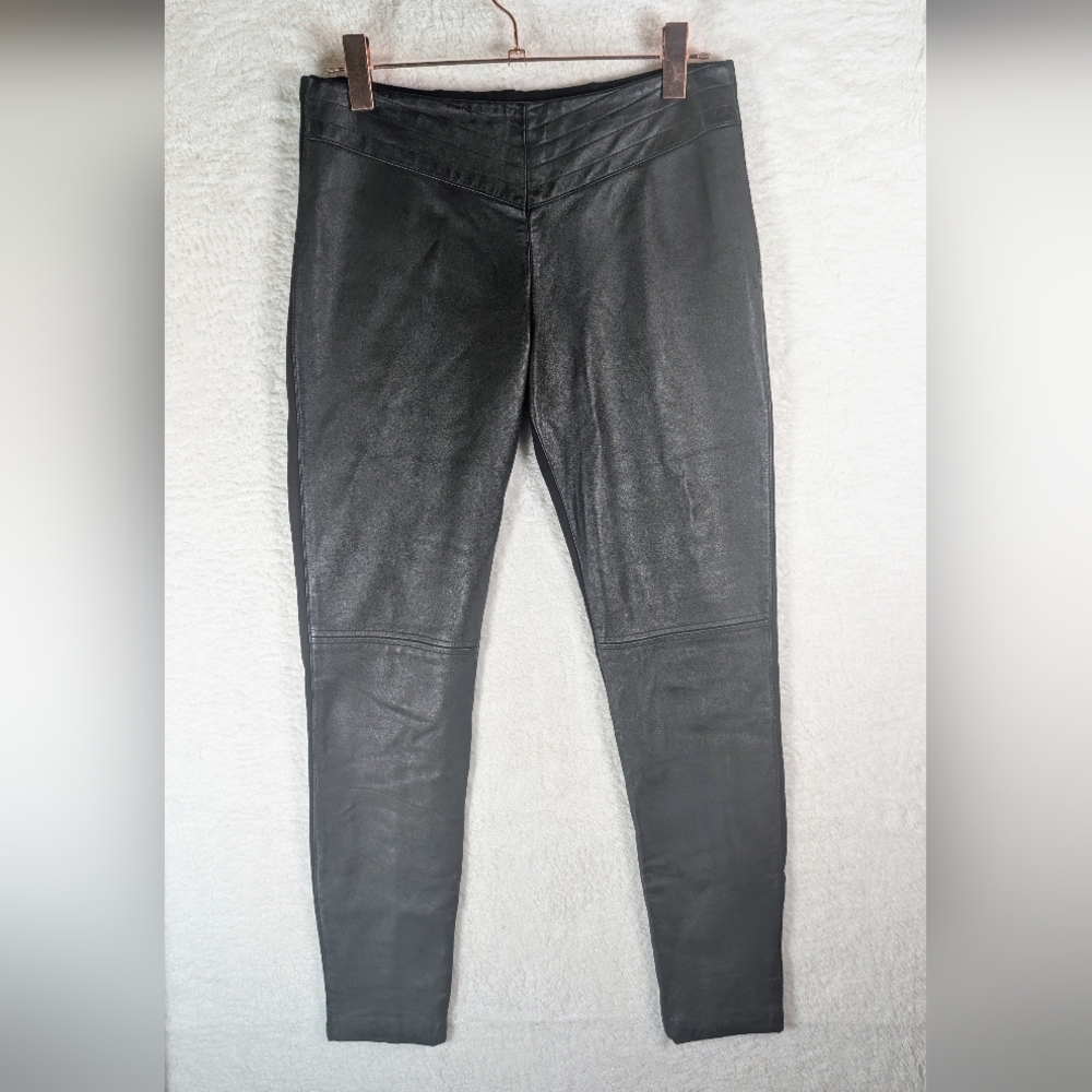 243-Marciano Black Faux Leather Front Women's Pants